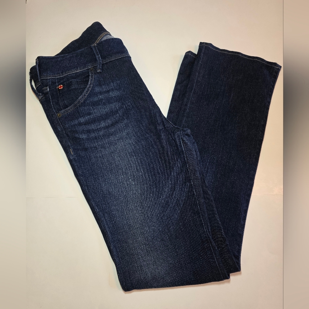 Hudson Beth Midrise Baby Boot Jeans Women's 31 Dark Wash Indigo Stretch Denim - Picture 3 of 13